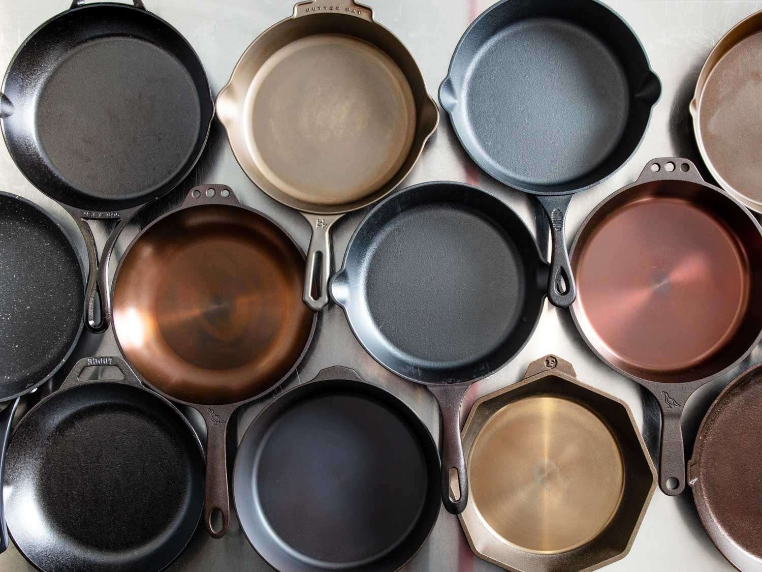 Best cast iron skillets for beginners shown on a kitchen counter.