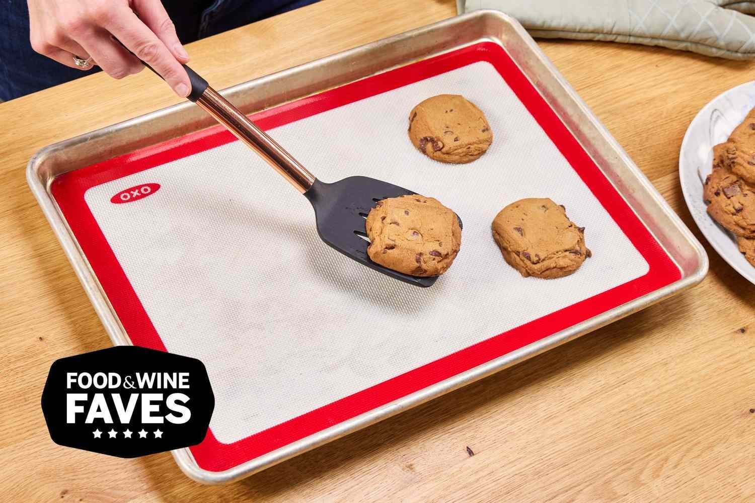 Three versatile baking sheets displaying cookies, roasted veggies, and meal prep readiness.